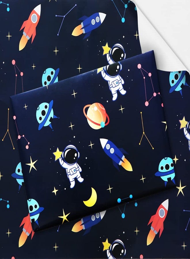 Geluode Birthday Wrapping Paper for Kids Boys Girls Space Lover, Outer Space Wrapping Paper for Birthday Baby Shower Kindergarten Party, 6 Sheets Folded Flat 20x28 Inches Per Sheet - Image 1